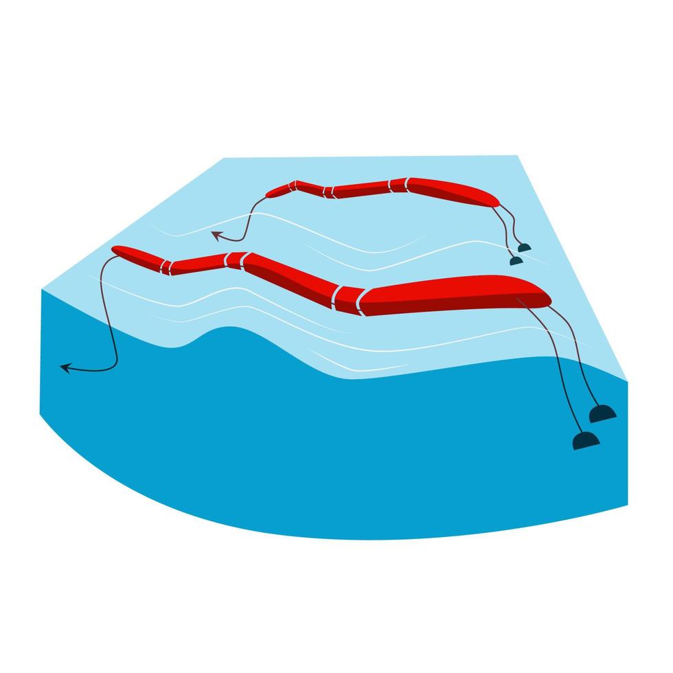 source d'énergie alternative station d'onde hydroélectrique renouvelable, illustration de fond de paysage marin de couleur bleu rouge hydroélectrique vecteur