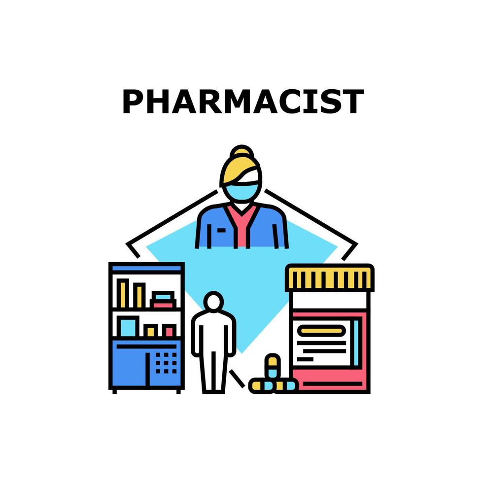 illustration de couleur de concept de vecteur de travail de pharmacien