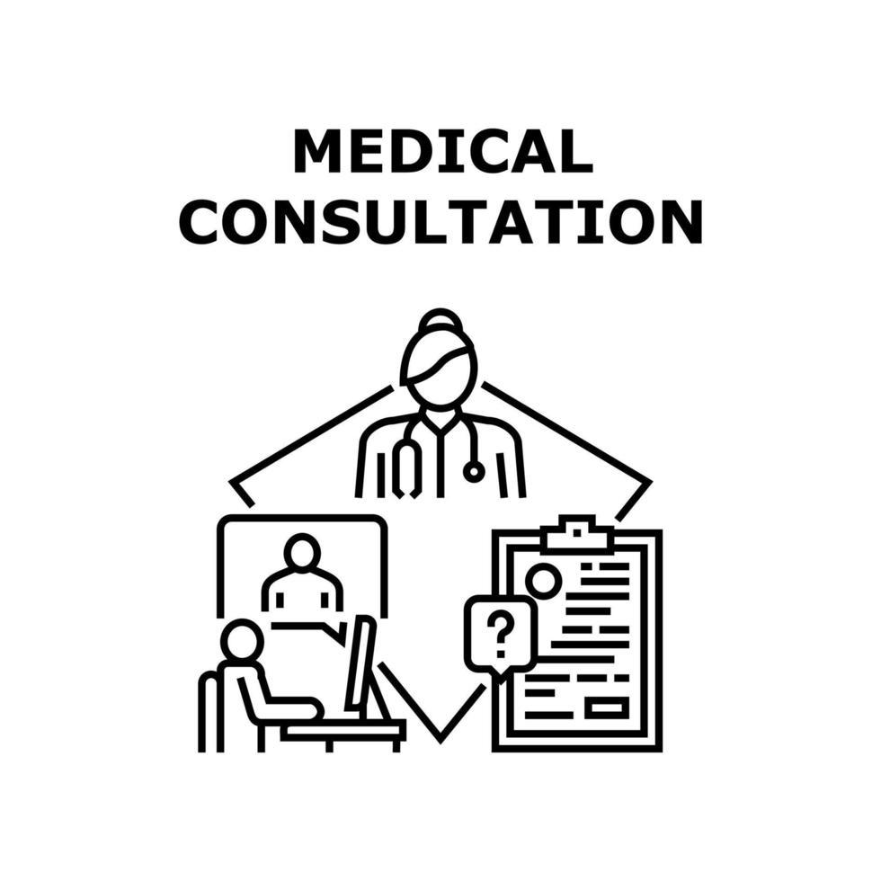 concept de consultation médicale illustration noire vecteur