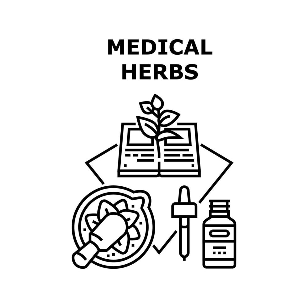 illustration noire de concept de vecteur d'herbes médicales