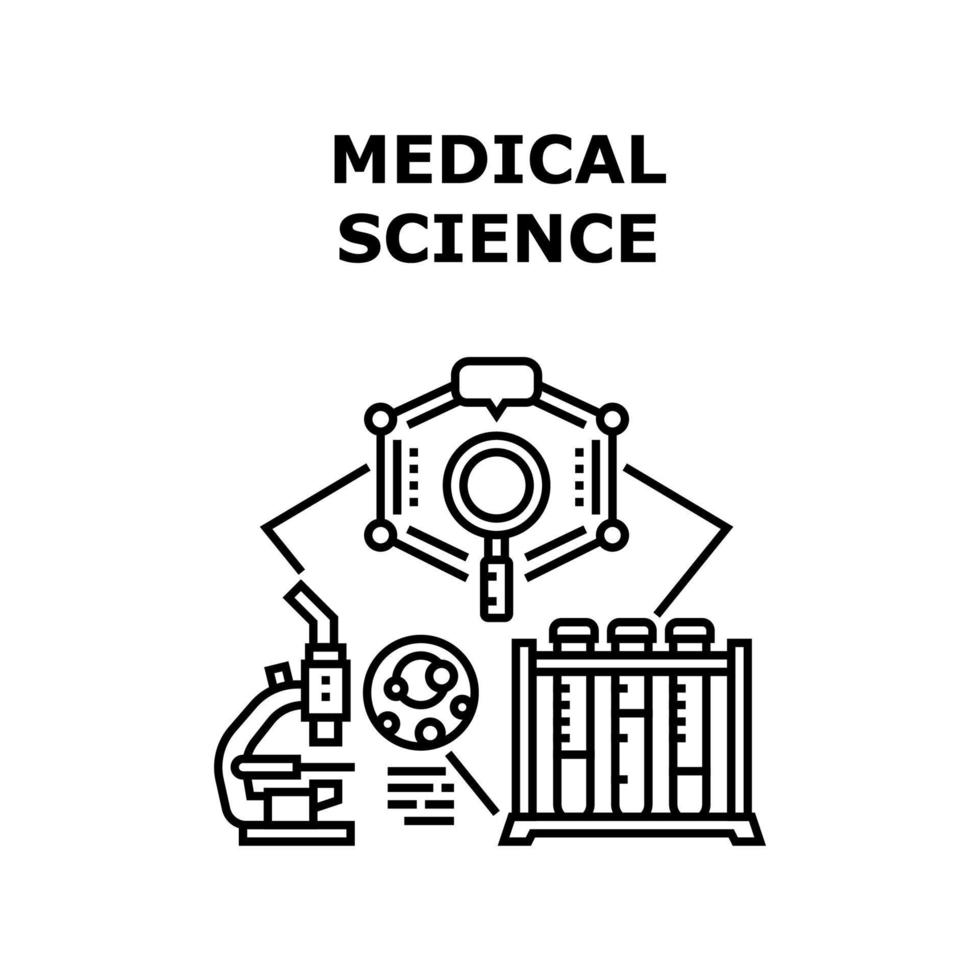 illustration noire de concept de vecteur de science médicale
