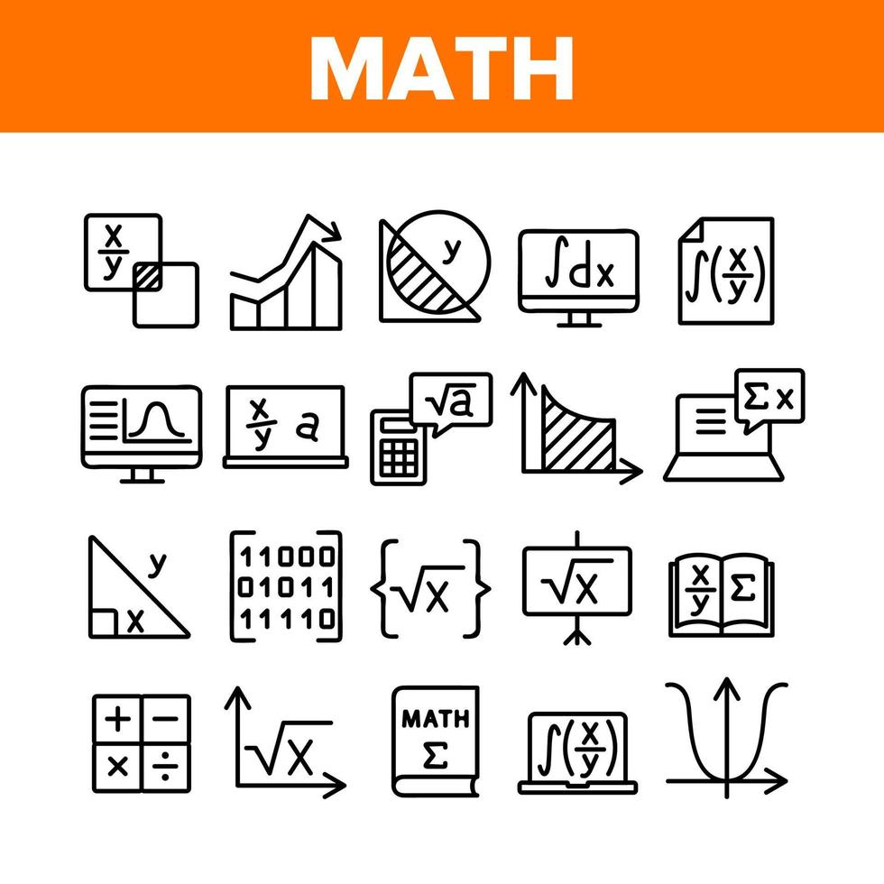 icônes de collection d'enseignement des sciences mathématiques définies vecteur