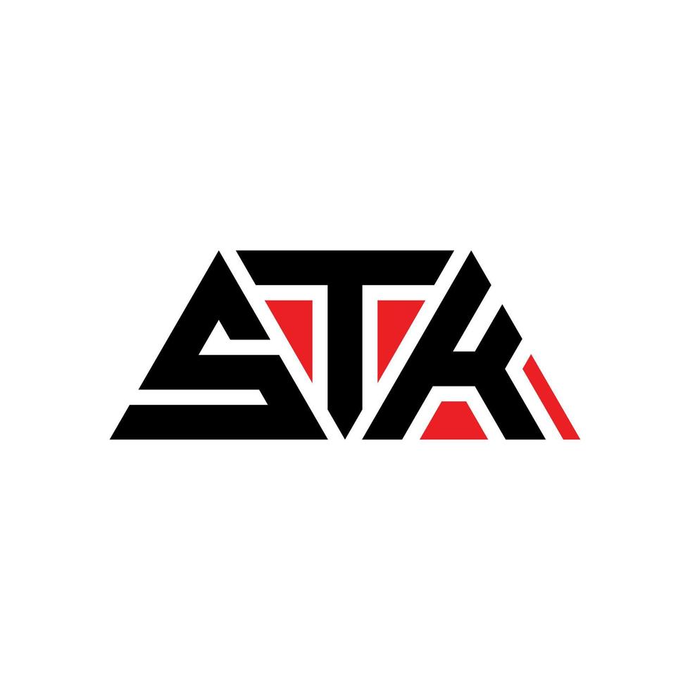création de logo de lettre triangle stk avec forme de triangle. monogramme de conception de logo triangle stk. modèle de logo vectoriel triangle stk avec couleur rouge. logo triangulaire stk logo simple, élégant et luxueux. stk
