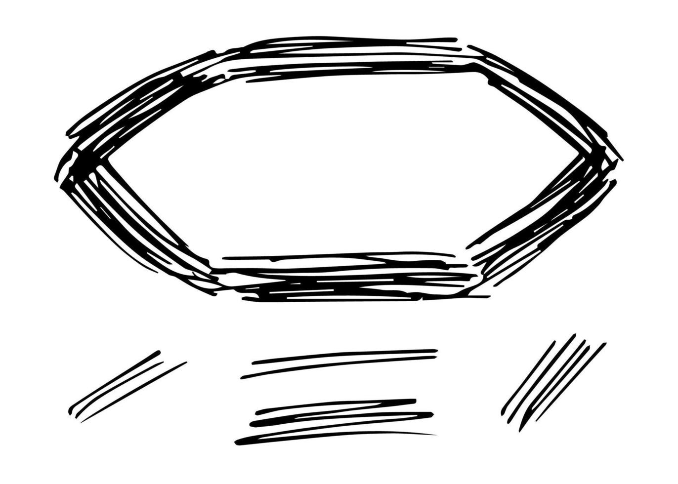 croquis vectoriel dessiné à la main dans un contour noir. cadre de doodle abstrait avec place pour le texte, les traits, les rayures. ensemble pour créer des étiquettes, des emballages, du design.