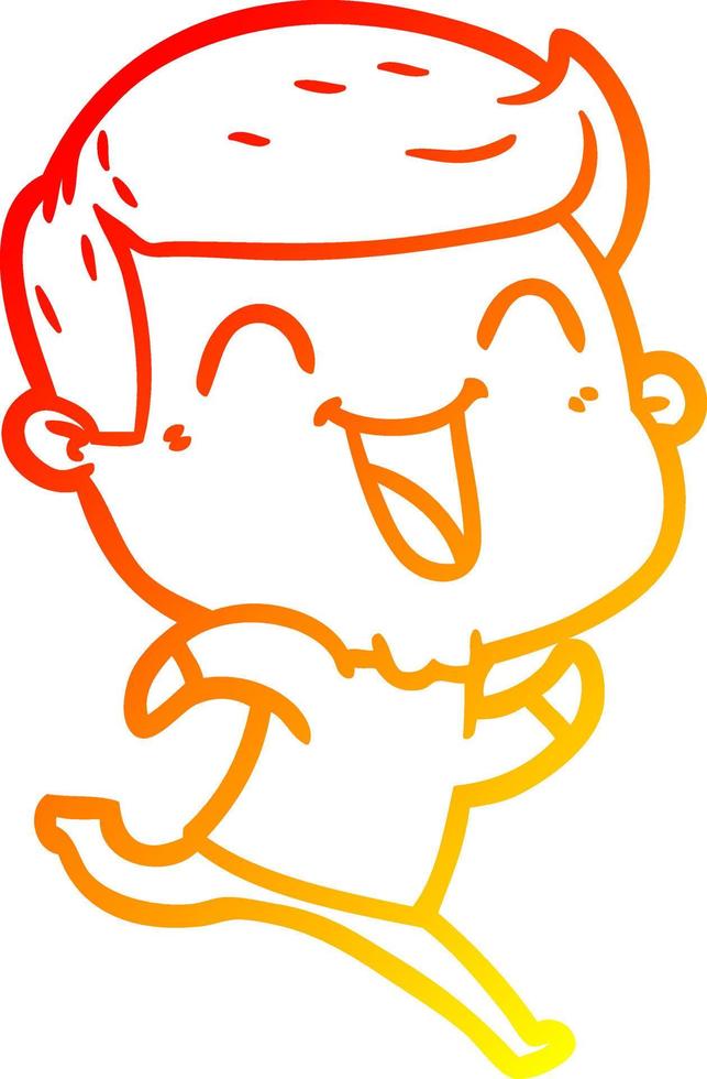 ligne de gradient chaud dessinant un homme de dessin animé en riant vecteur