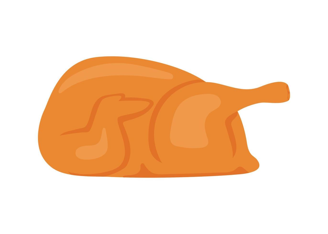 viande de poulet brune grillée, dessin animé alimentaire. poulet frit entier avec cuisse de poule, aile. griller le rôti de viande. poussin cuit. illustration vectorielle vecteur