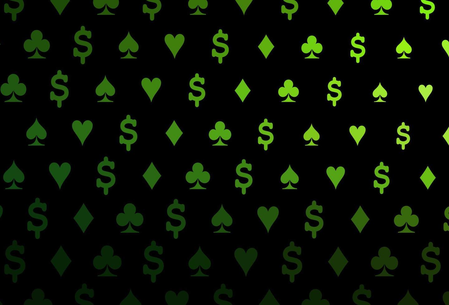 motif vectoriel vert foncé avec symbole de cartes.