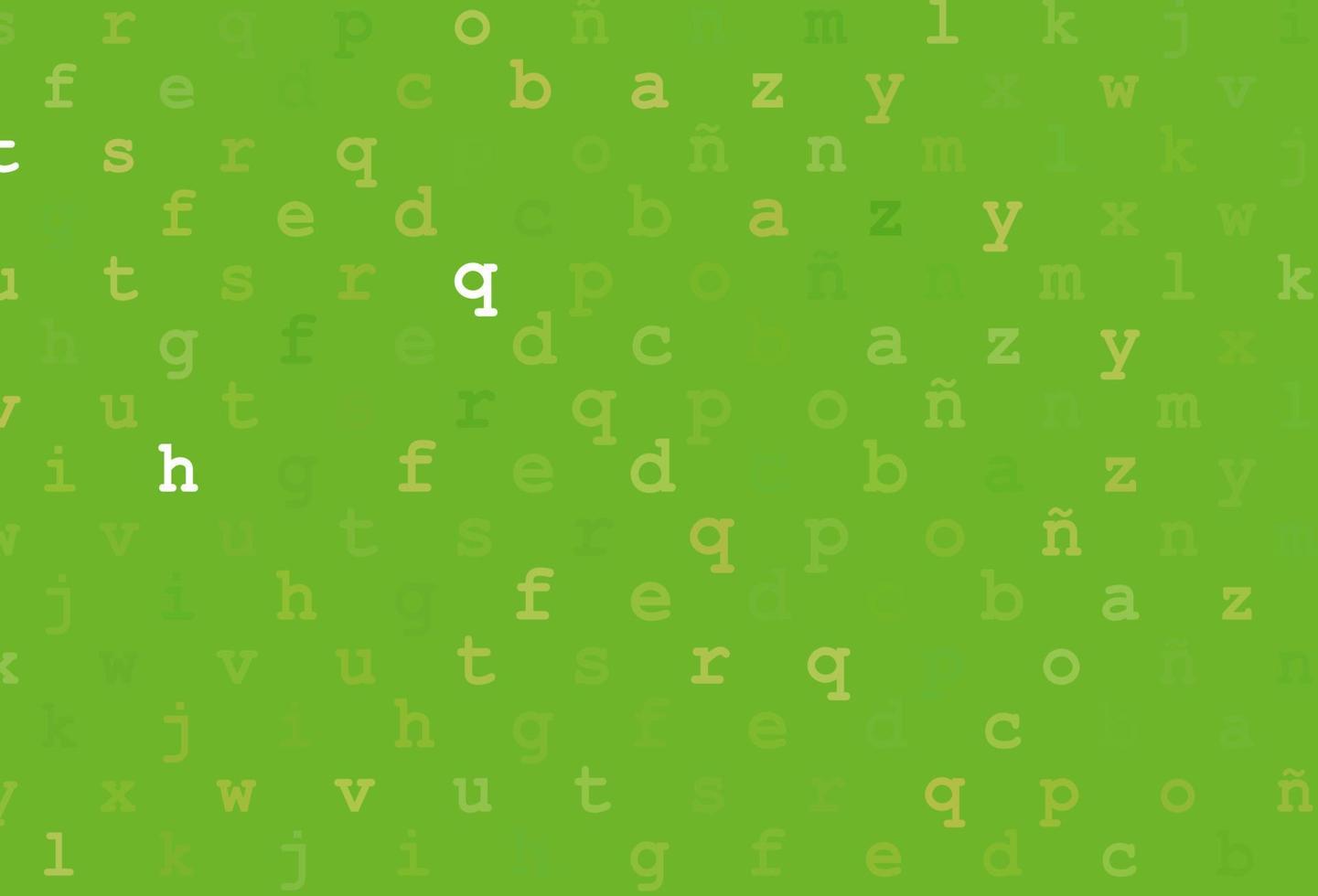 disposition vectorielle vert clair, jaune avec alphabet latin. vecteur