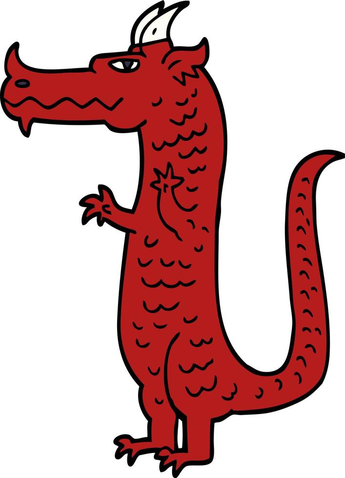 dragon de griffonnage de dessin animé vecteur