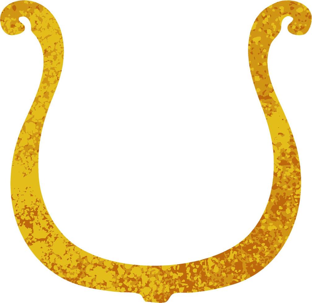 harpe dorée de dessin animé de style illustration rétro vecteur