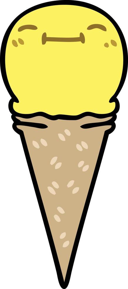 crème glacée heureuse de dessin animé dessiné à la main excentrique vecteur