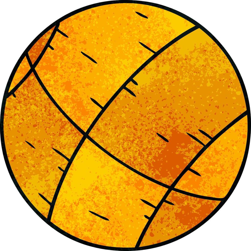 doodle dessin animé texturé d'un ballon de basket vecteur