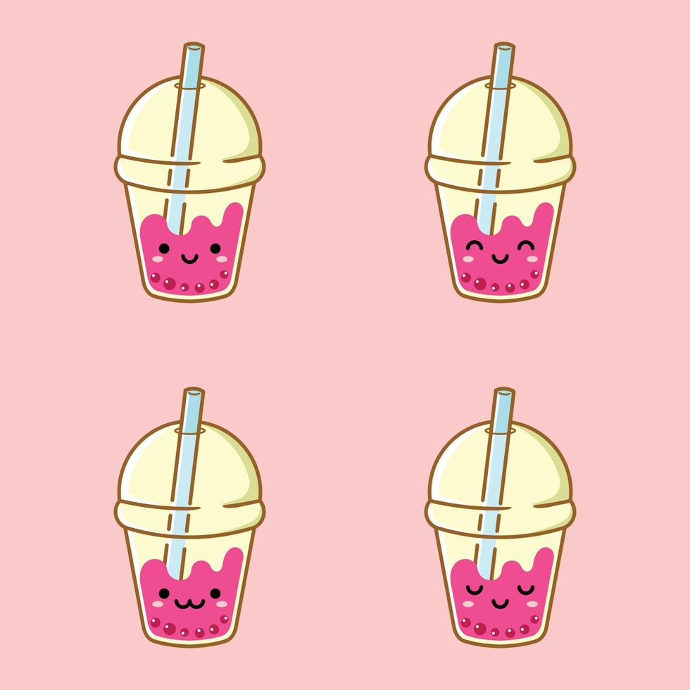 illustration vectorielle d'emoji de boisson boba mignon vecteur
