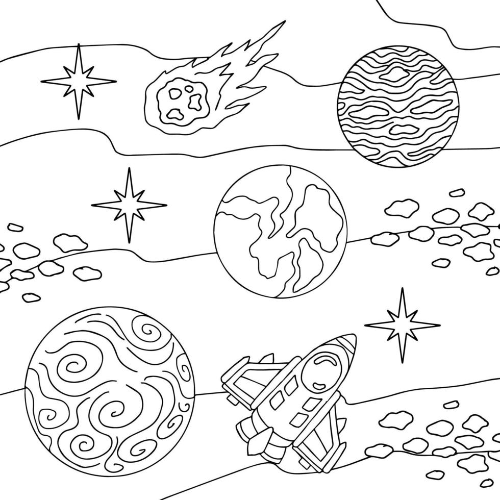 conception vecteur coloriage page espace planète pour enfant