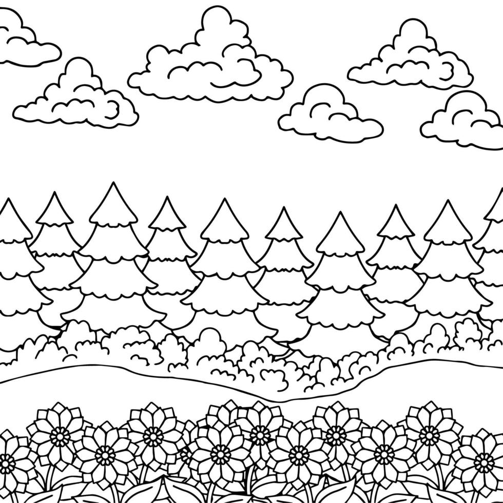 conception vecteur coloriage paysage nature