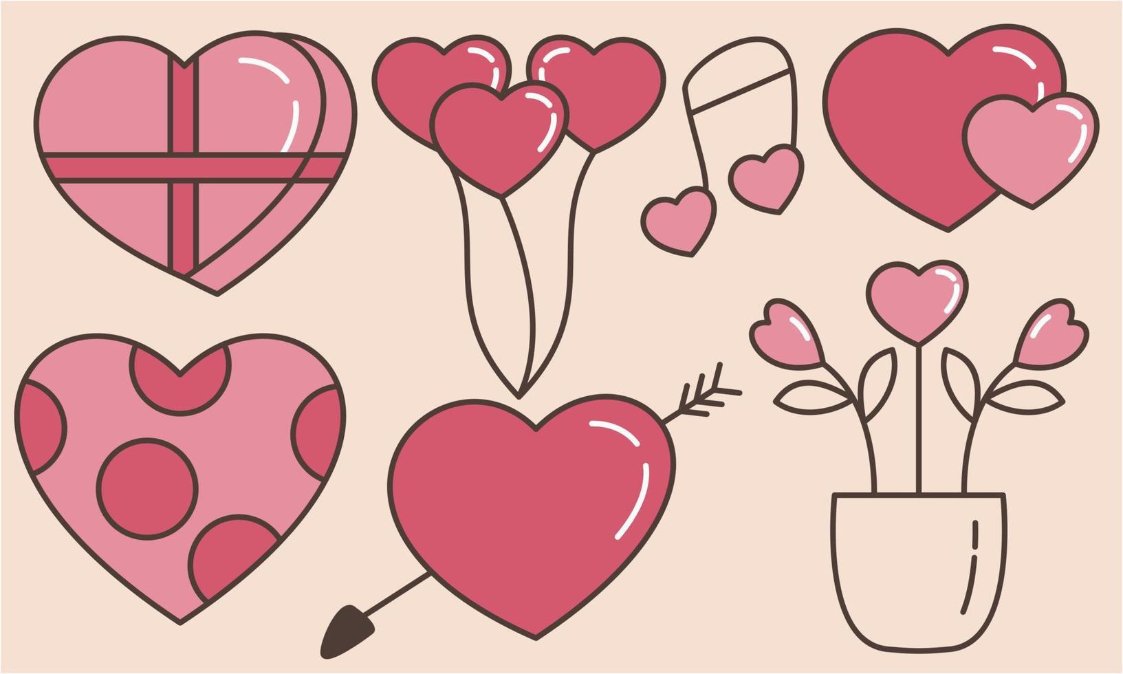 coeurs dessinés à la main doodles set vector