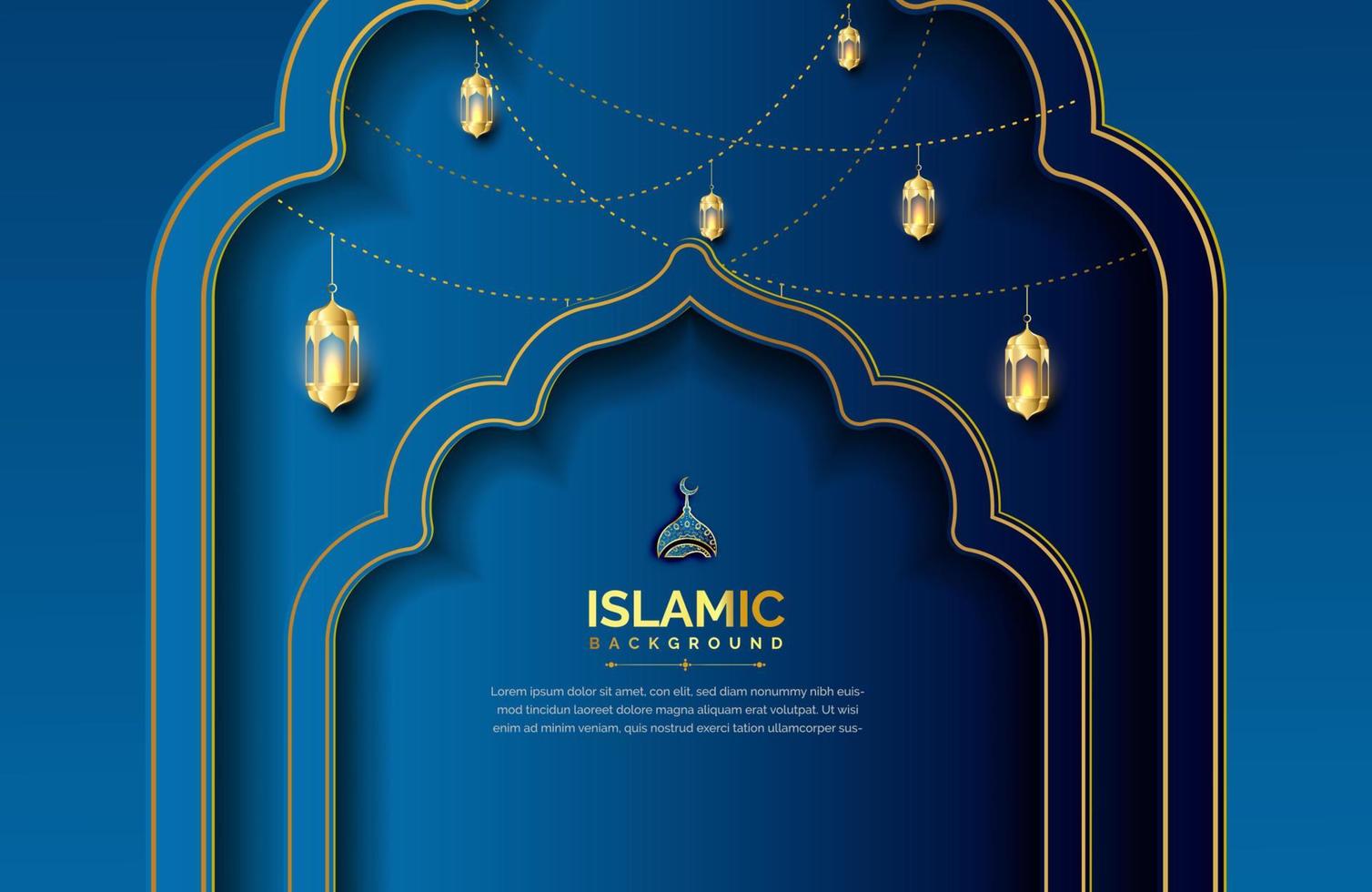 fond islamique dans le style de luxe illustration vectorielle de conception islamique bleue vecteur