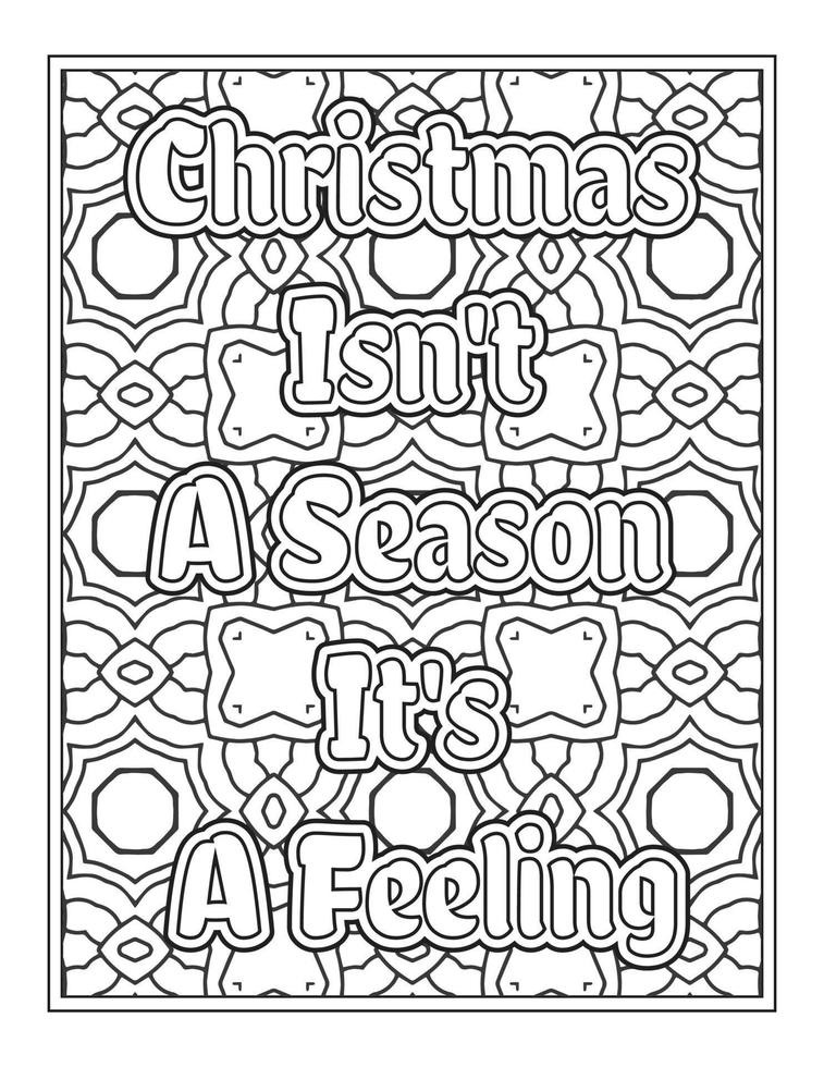 citations de noël page de livre de coloriage, mots inspirants conception de pages de livre de coloriage. conception de citations positives vecteur