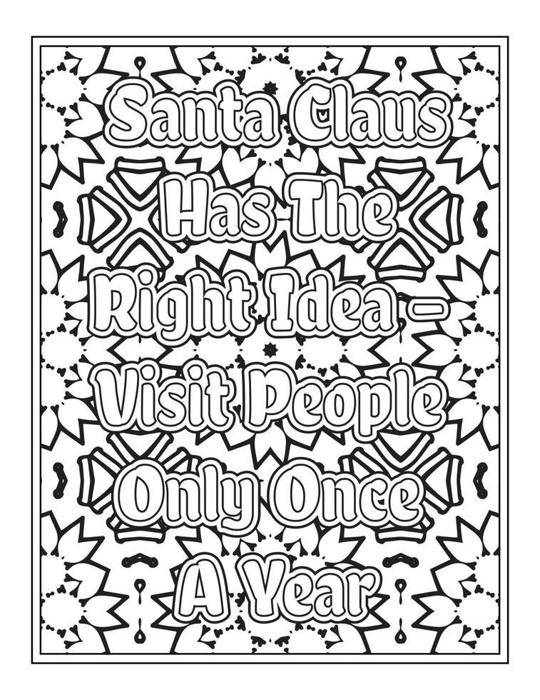 citations de noël page de livre de coloriage, mots inspirants conception de pages de livre de coloriage. conception de citations positives vecteur