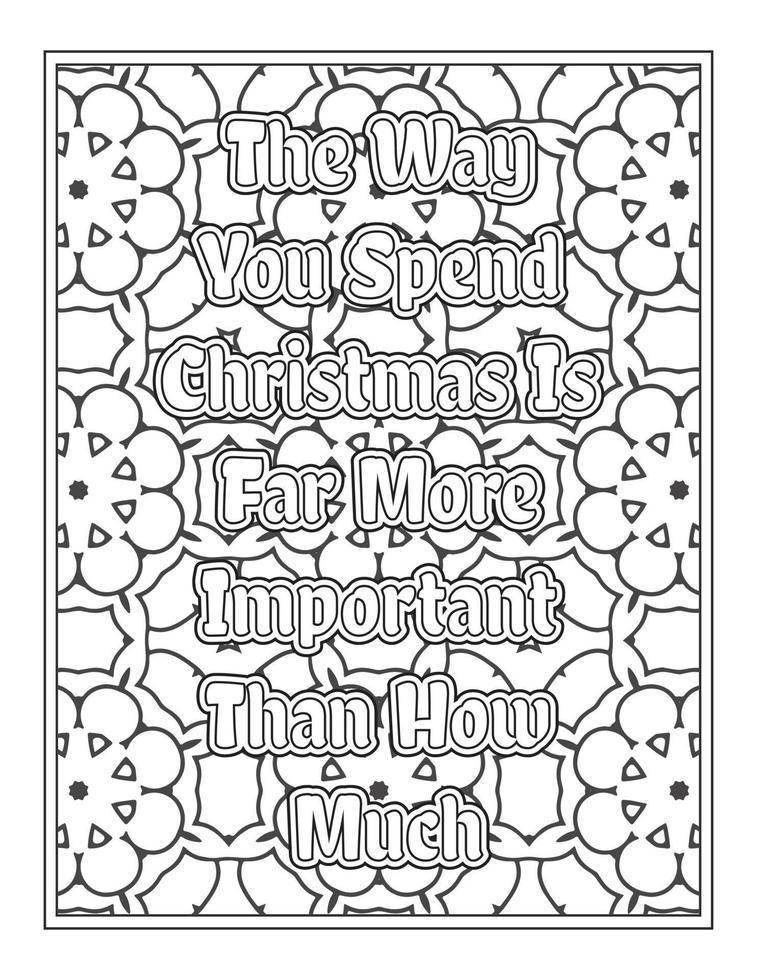 citations de noël page de livre de coloriage, mots inspirants conception de pages de livre de coloriage. conception de citations positives vecteur