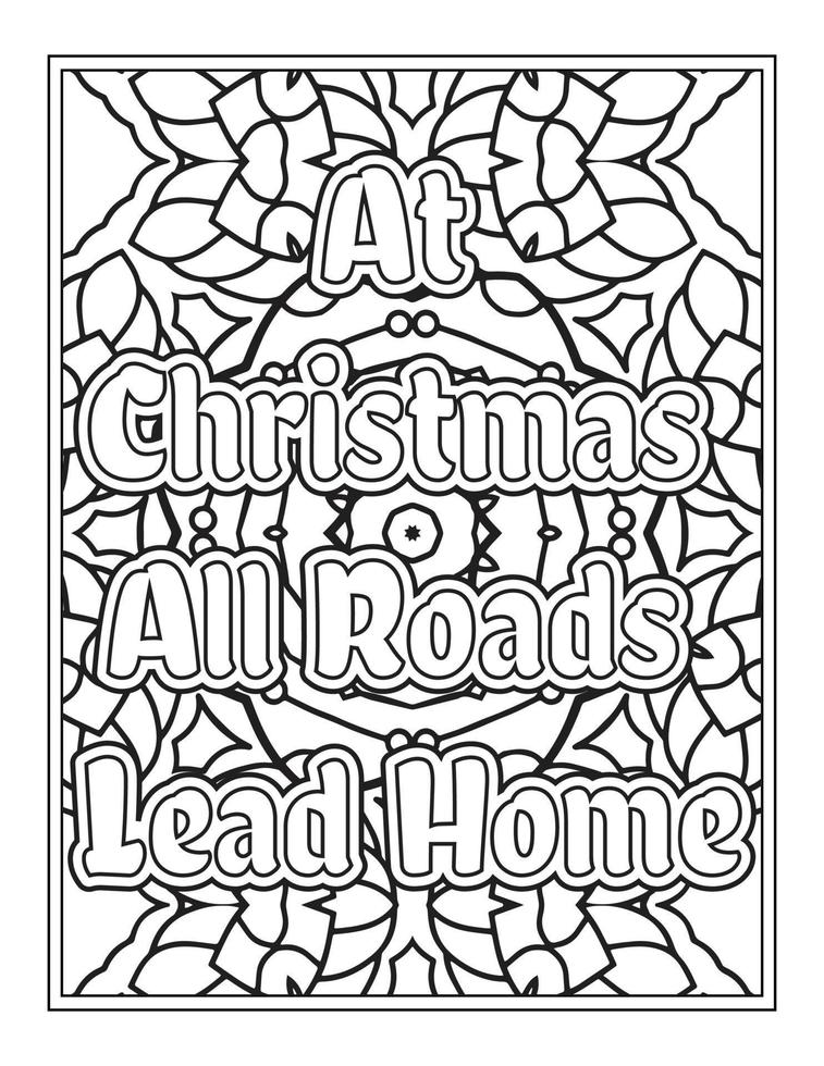 citations de noël page de livre de coloriage, mots inspirants conception de pages de livre de coloriage. conception de citations positives vecteur