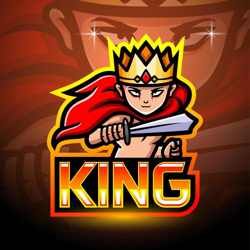 la conception de la mascotte du logo king esport vecteur