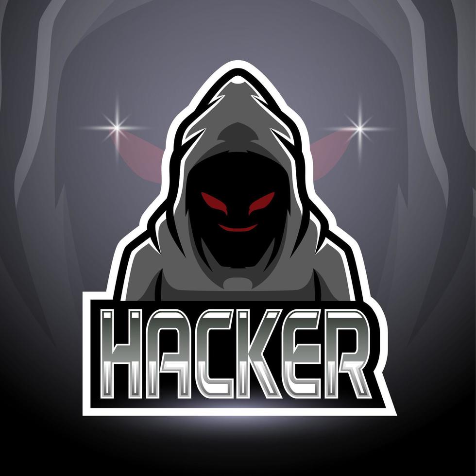 conception de mascotte de logo esport hacker vecteur