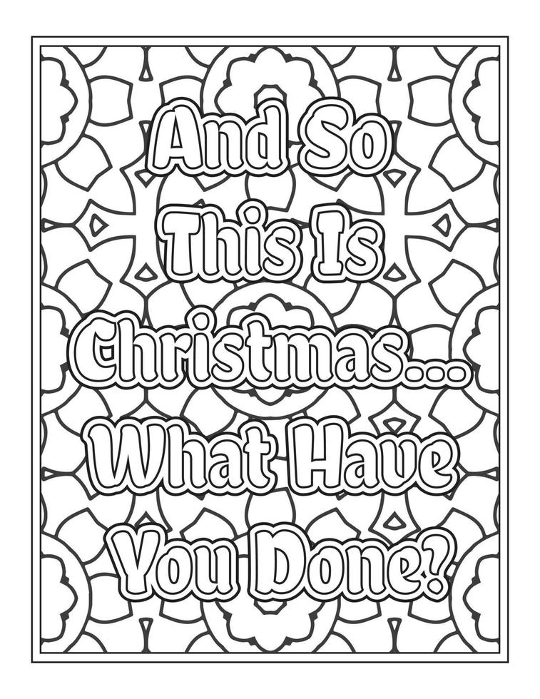 citations de noël page de livre de coloriage, mots inspirants conception de pages de livre de coloriage. conception de citations positives vecteur