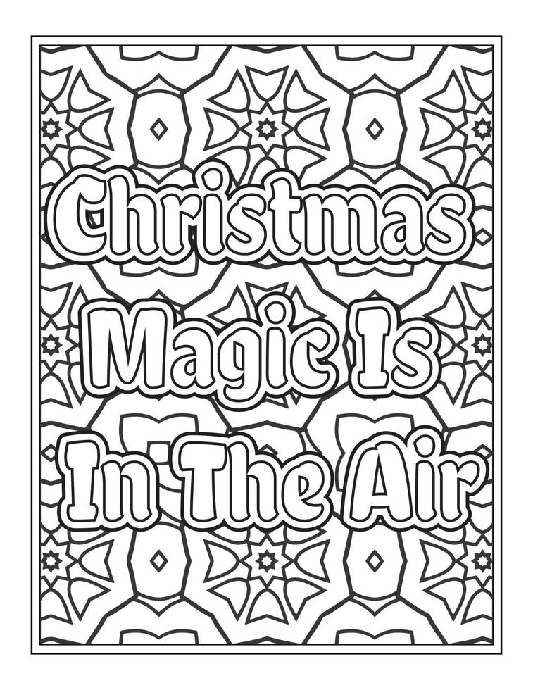 citations de noël page de livre de coloriage, mots inspirants conception de pages de livre de coloriage. conception de citations positives vecteur