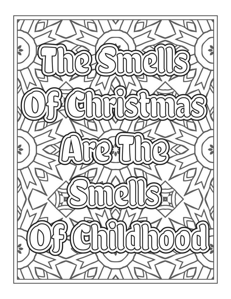 citations de noël page de livre de coloriage, mots inspirants conception de pages de livre de coloriage. conception de citations positives vecteur