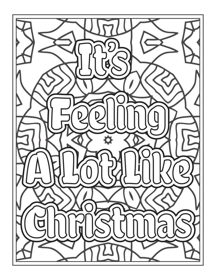 citations de noël page de livre de coloriage, mots inspirants conception de pages de livre de coloriage. conception de citations positives vecteur