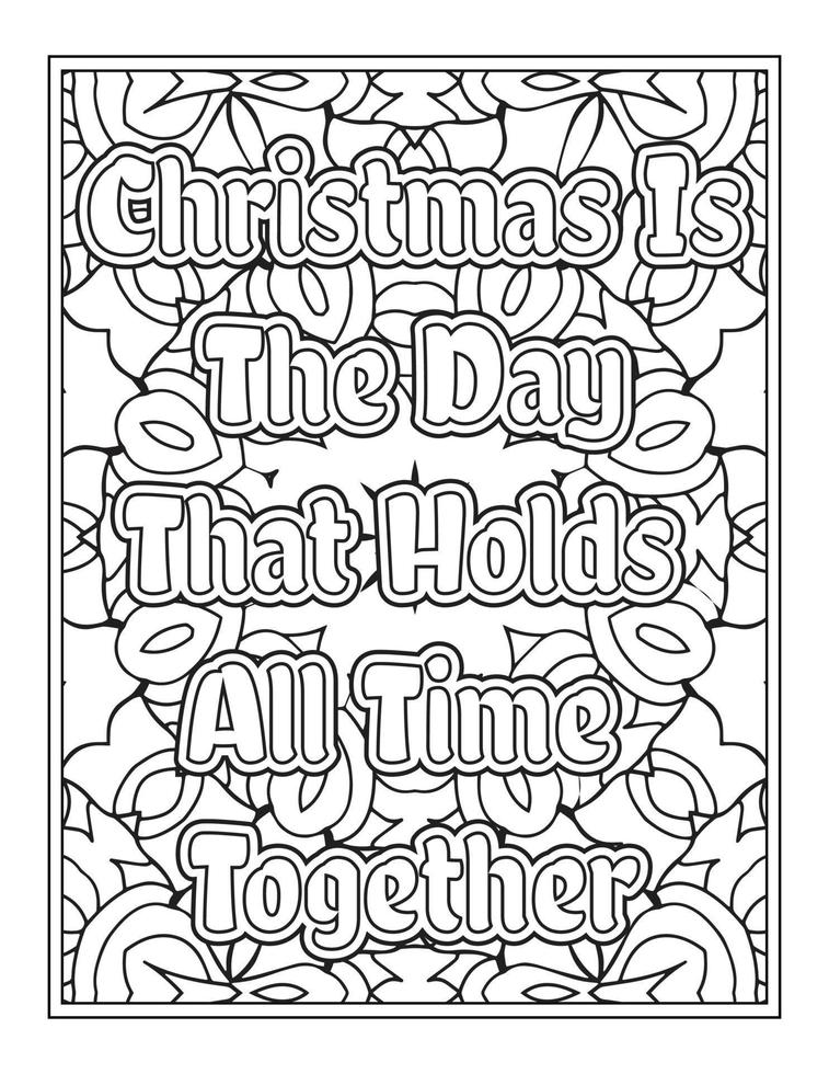 citations de noël page de livre de coloriage, mots inspirants conception de pages de livre de coloriage. conception de citations positives vecteur