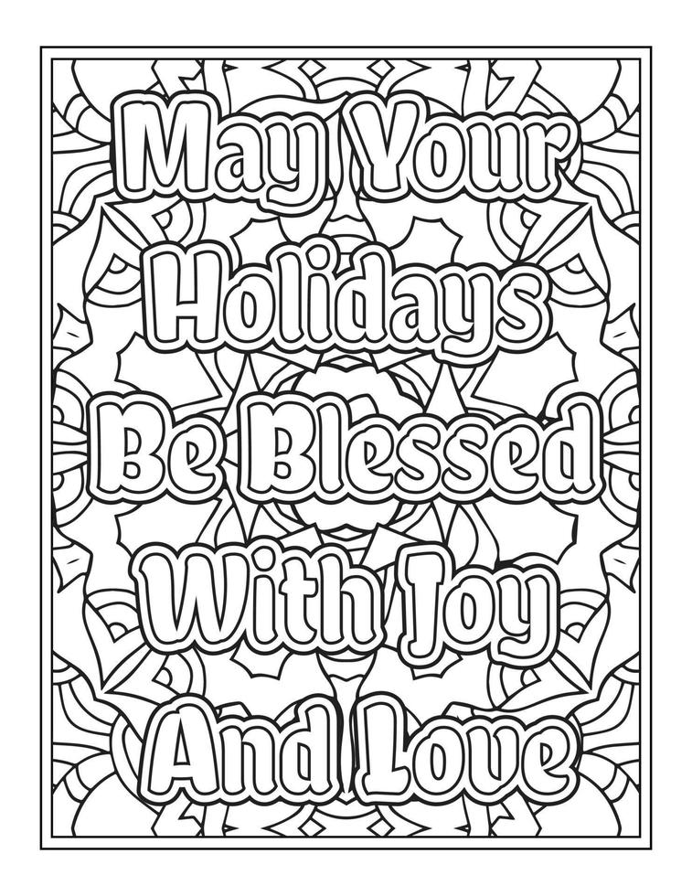 citations de noël page de livre de coloriage, mots inspirants conception de pages de livre de coloriage. conception de citations positives vecteur