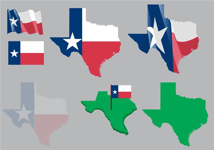 Carte du Texas et vecteur de drapeau