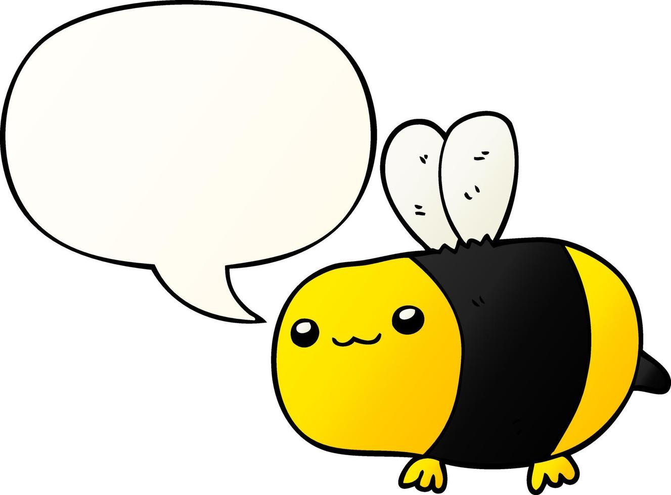 abeille de dessin animé et bulle de dialogue dans un style de dégradé lisse vecteur