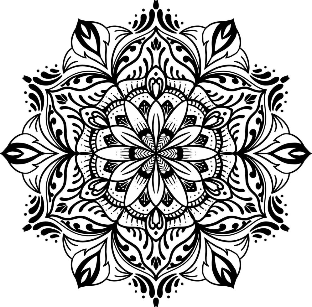 motif de fleurs dans le style vintage de mandala pour les tatouages, les tissus ou les décorations et plus encore. illustration vectorielle. vecteur