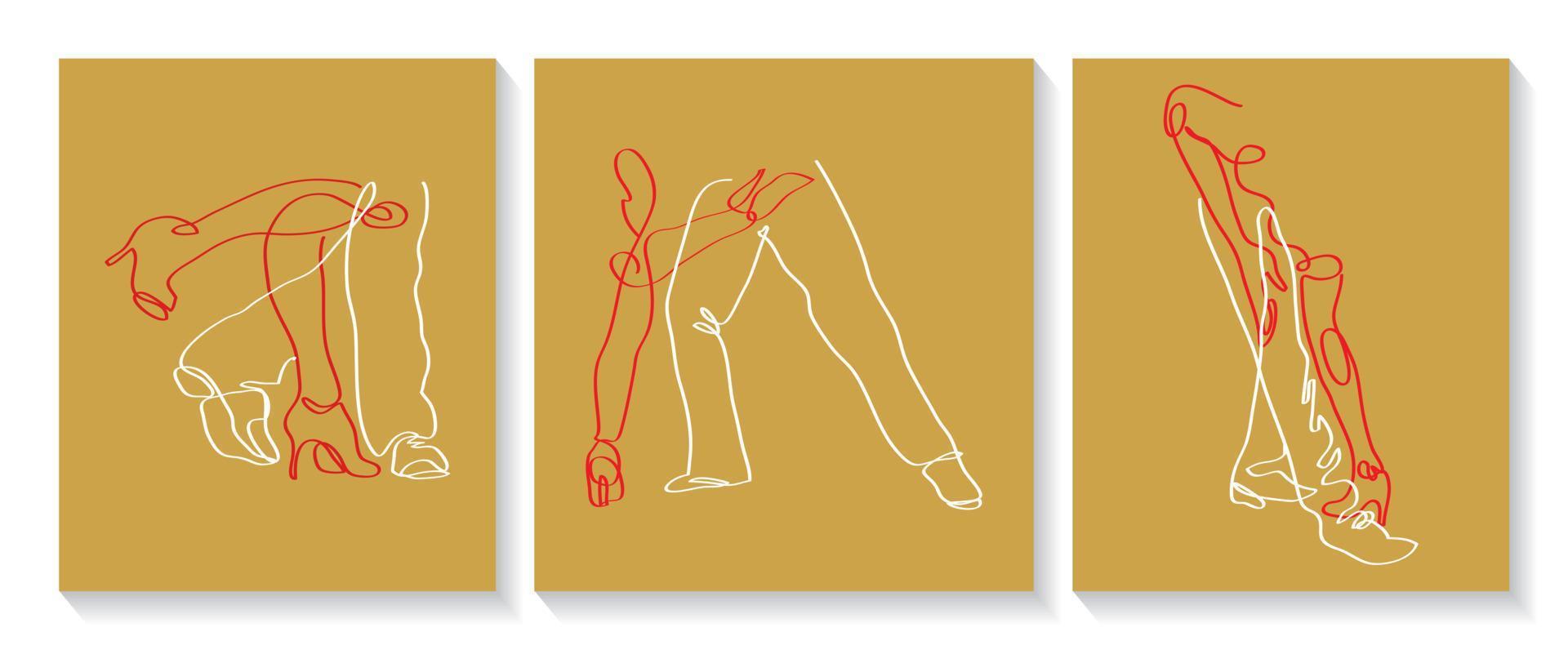 pose de danse de tango linéaire abstraite. vecteur lineart, minimalisme, amoureux de la danse. illustration vectorielle dessinés à la main.