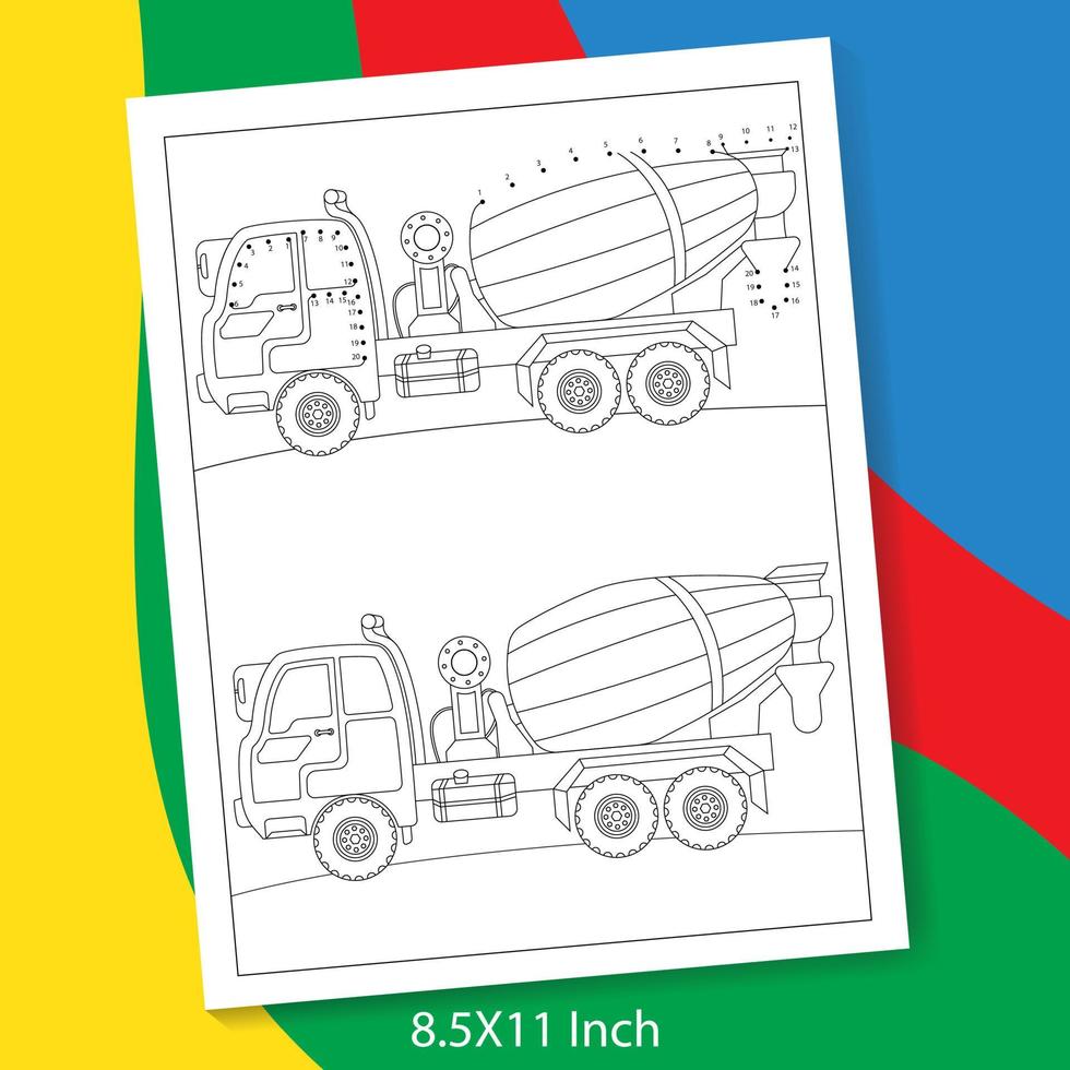 camion point à point jeu et couleur pour les enfants, 1 à 20 connecter point à point jeu pour les enfants vecteur