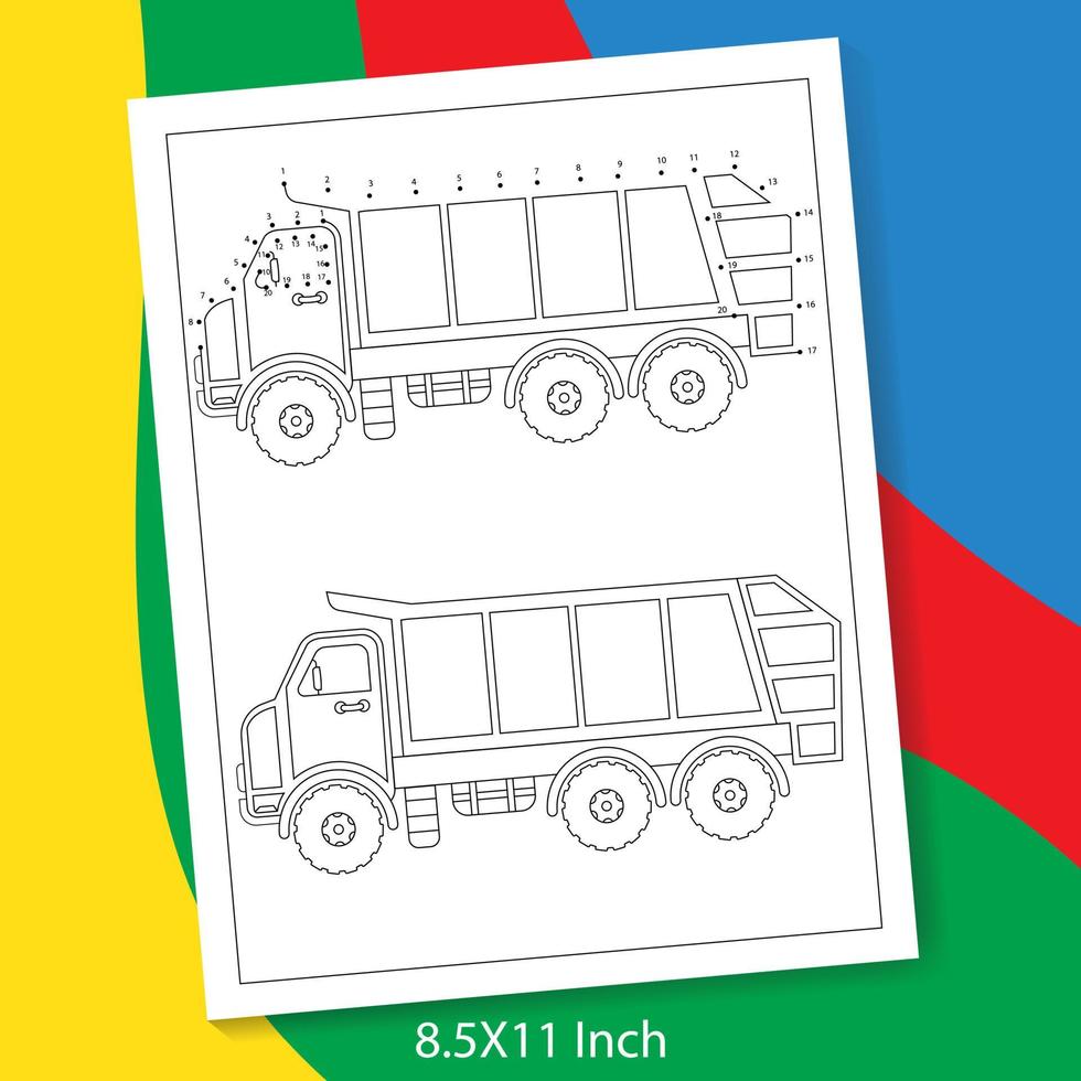 camion point à point jeu et couleur pour les enfants, 1 à 20 connecter point à point jeu pour les enfants vecteur