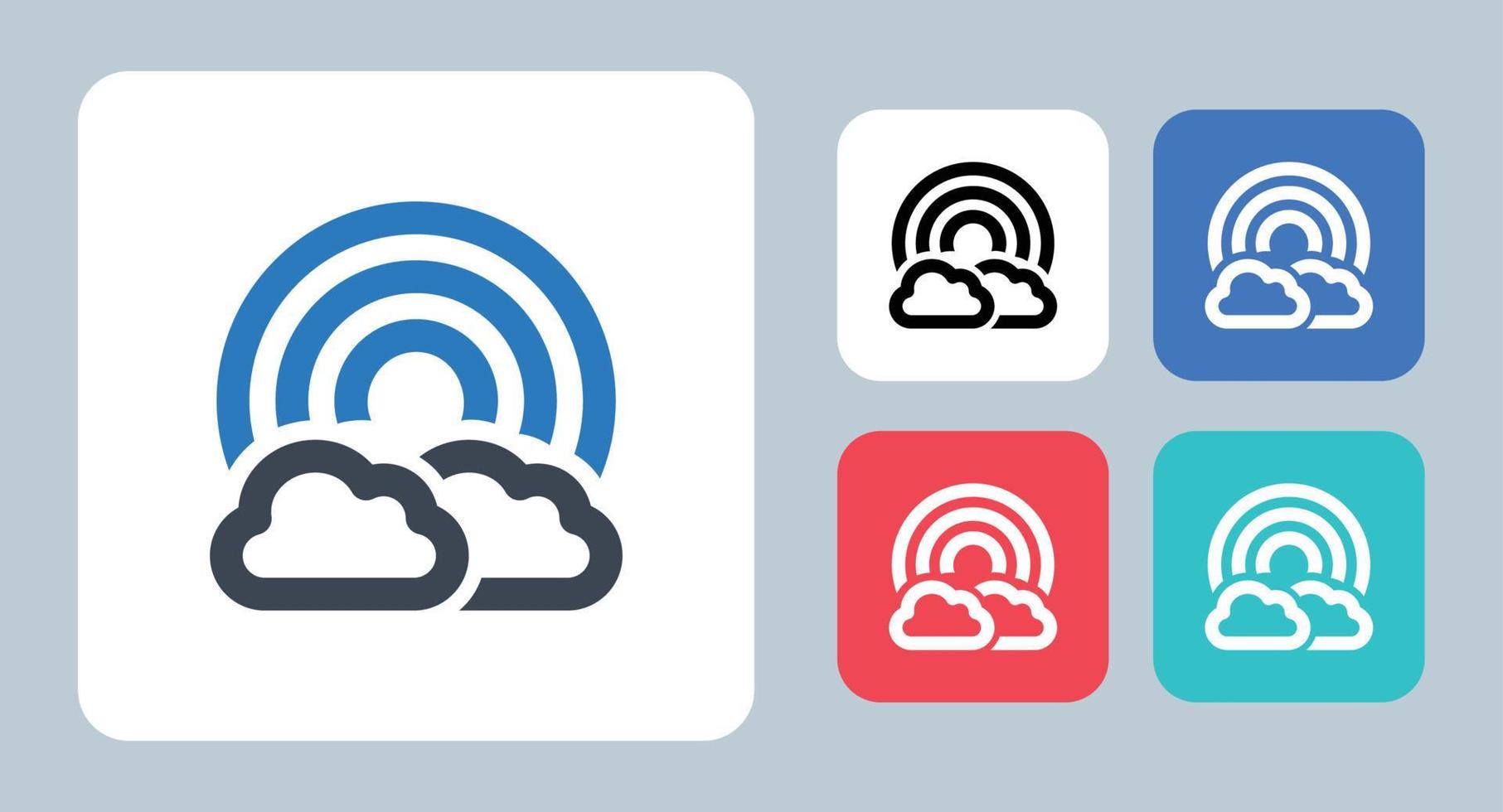 icône arc-en-ciel - illustration vectorielle . arc-en-ciel, nuages, météo, pluie, arc, coloré, nuage, ciel, ligne, contour, plat, icônes. vecteur