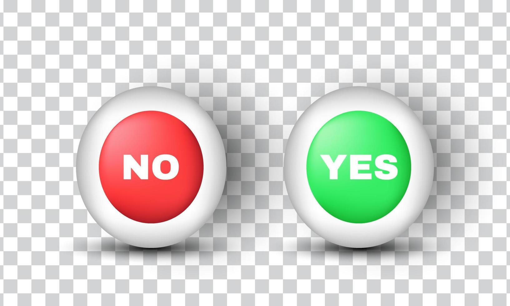 cercle de style 3d unique conception d'icône de boutons de vote oui et non isolé sur vecteur
