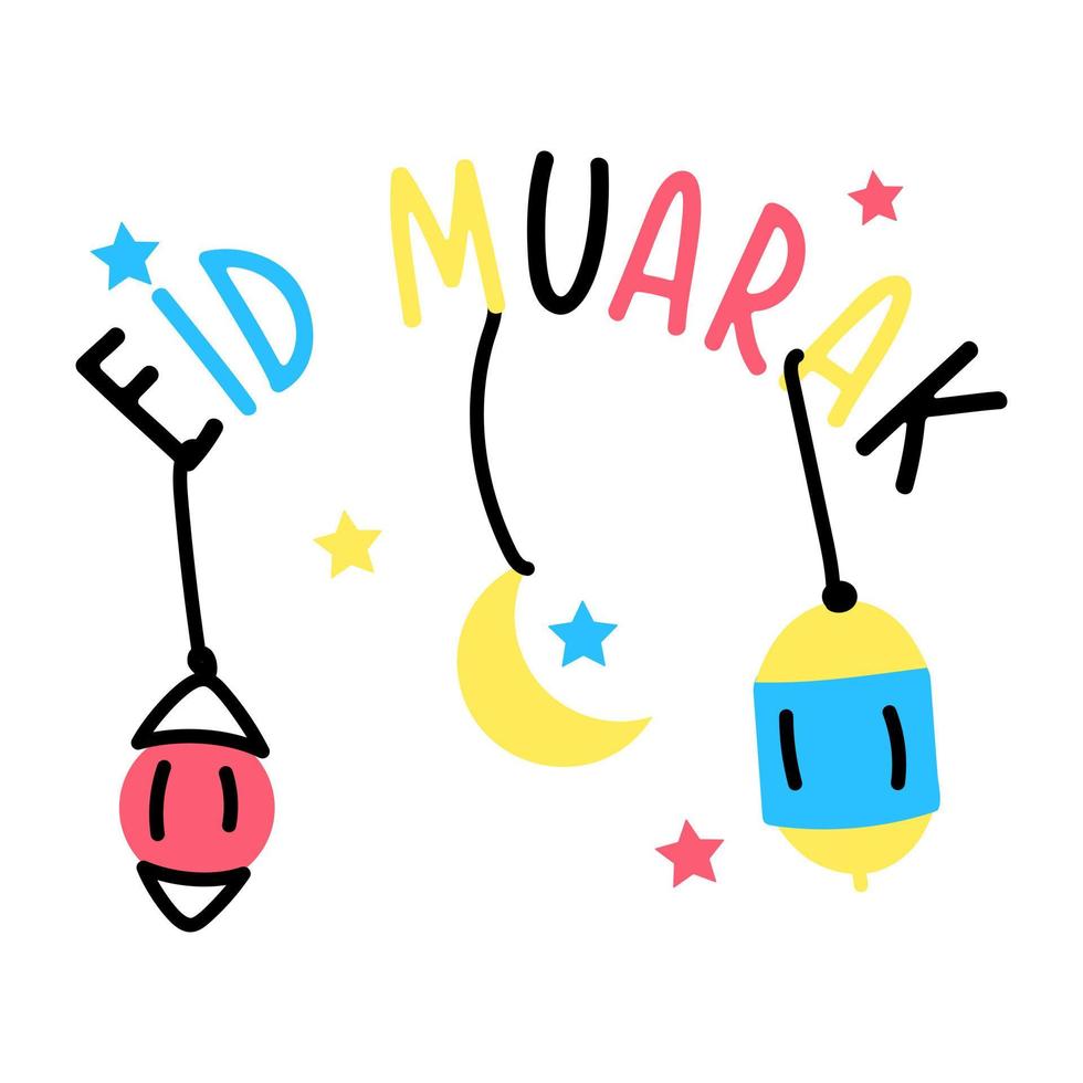 une typographie du vecteur de doodle salutations eid