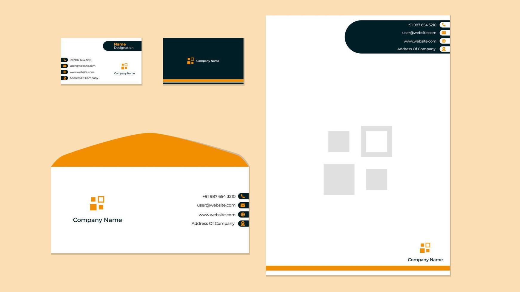 modèle de conception fixe d'entreprise, papier à en-tête de carte de visite d'entreprise et modèle d'enveloppe. vecteur