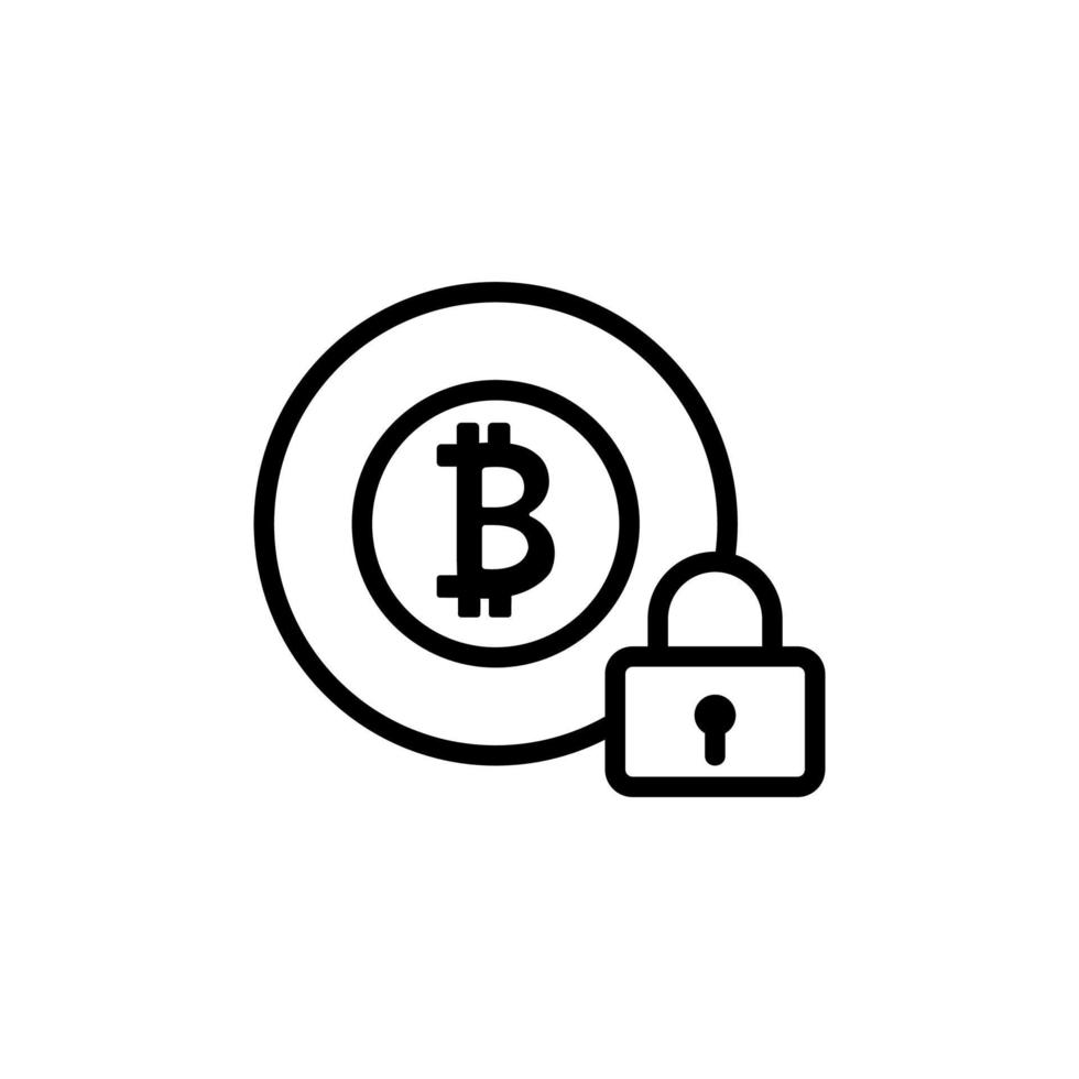 protection du vecteur d'icône bitcoin. illustration de symbole de contour isolé