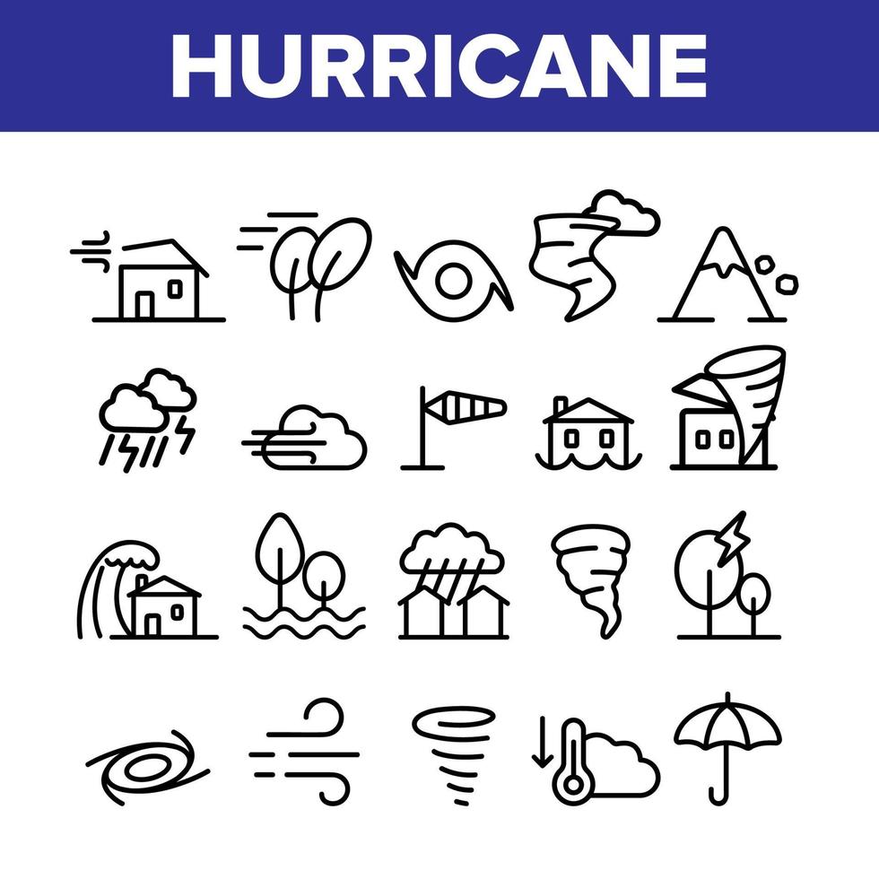 ensemble d'icônes linéaires vectorielles catastrophe naturelle ouragan vecteur
