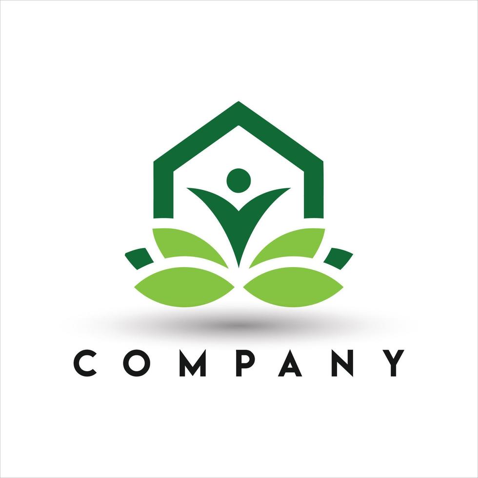 logo de la maison verte. logo de la maison de la feuille vecteur