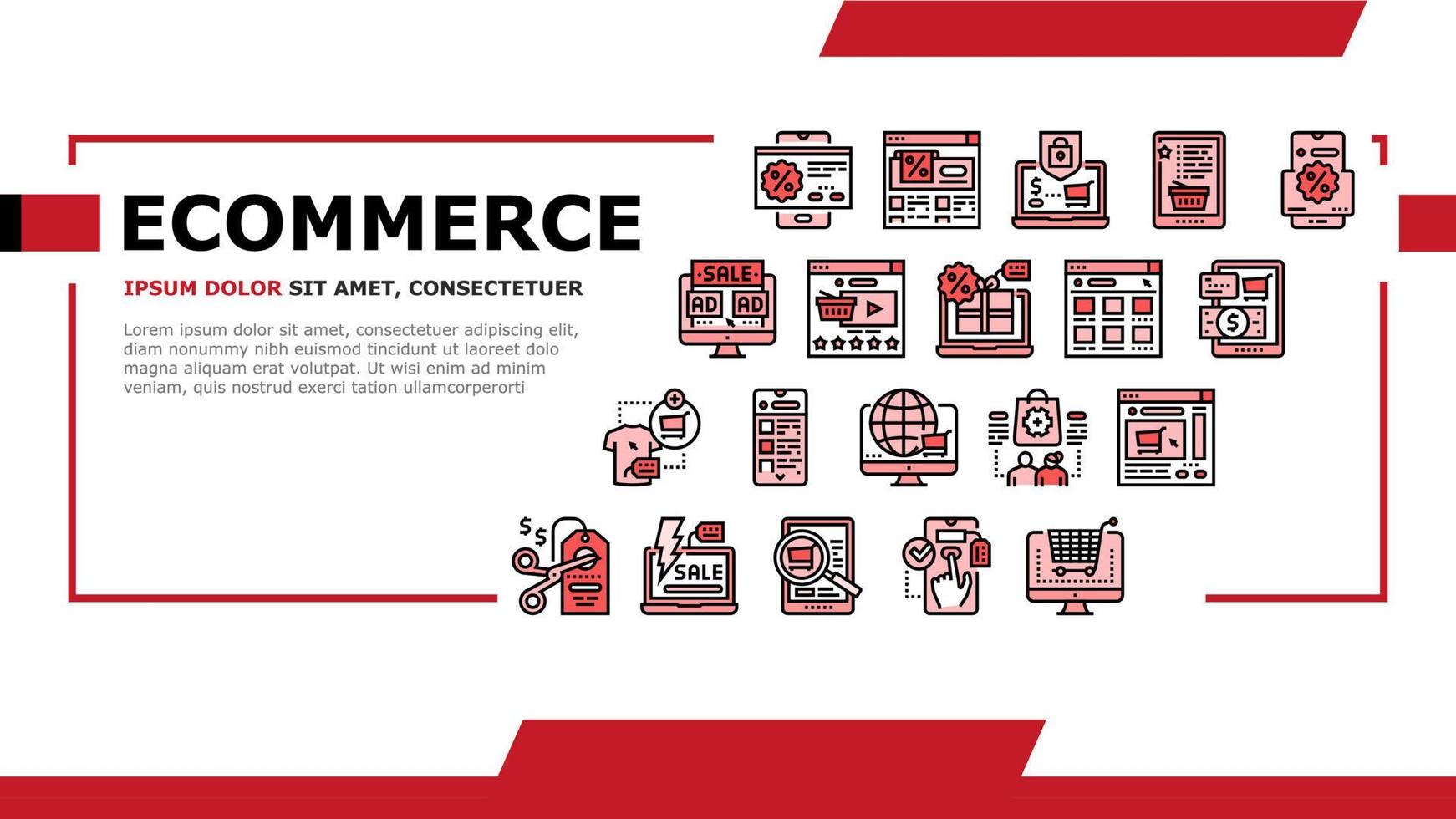 vecteur d'en-tête d'atterrissage de commerce électronique et d'achat en ligne