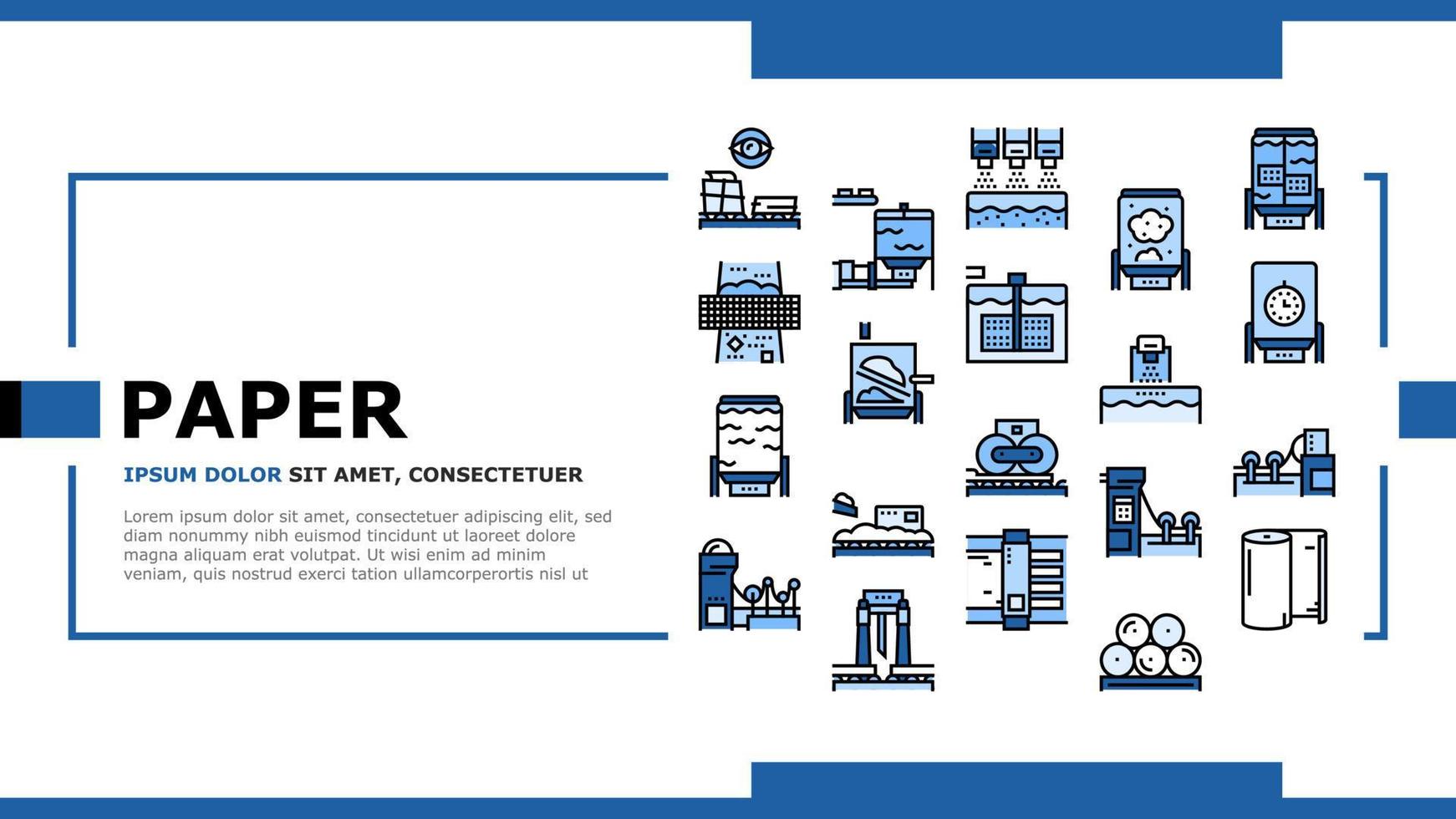 vecteur d'en-tête d'atterrissage d'usine de production de papier