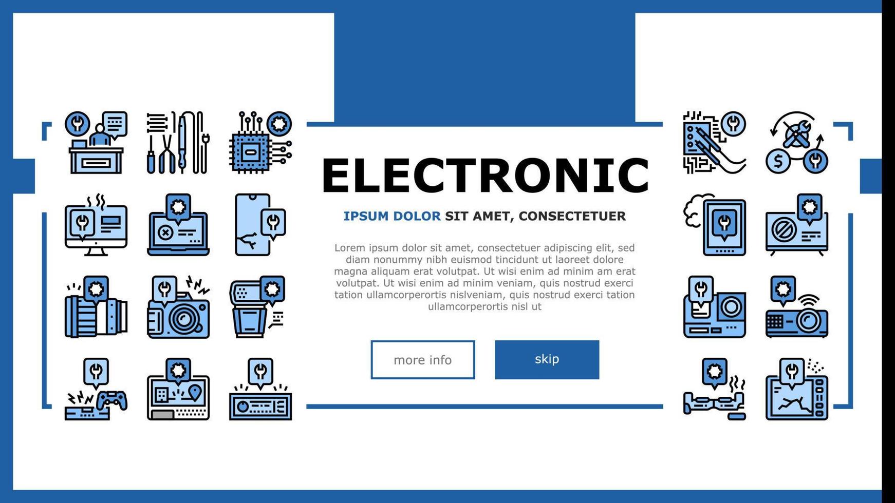 vecteur d'en-tête d'atterrissage de réparation électronique