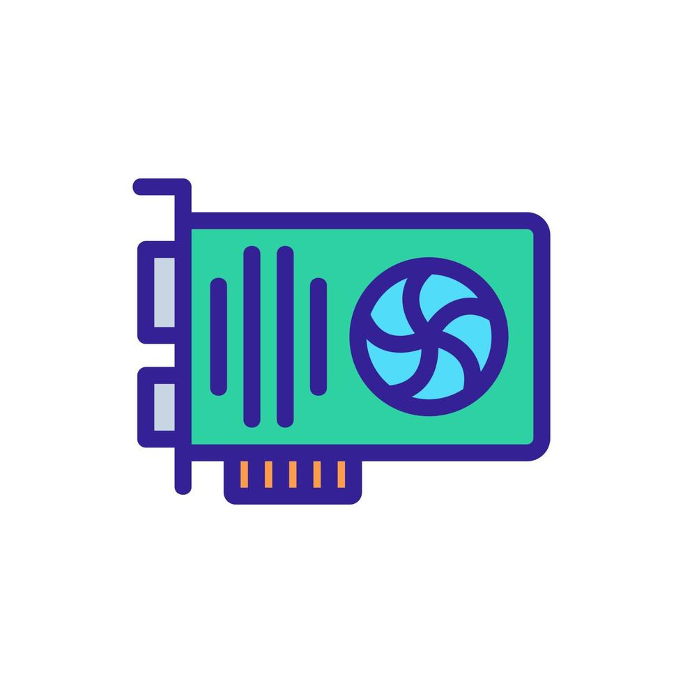 une illustration de contour vectoriel d'icône de carte graphique puissante